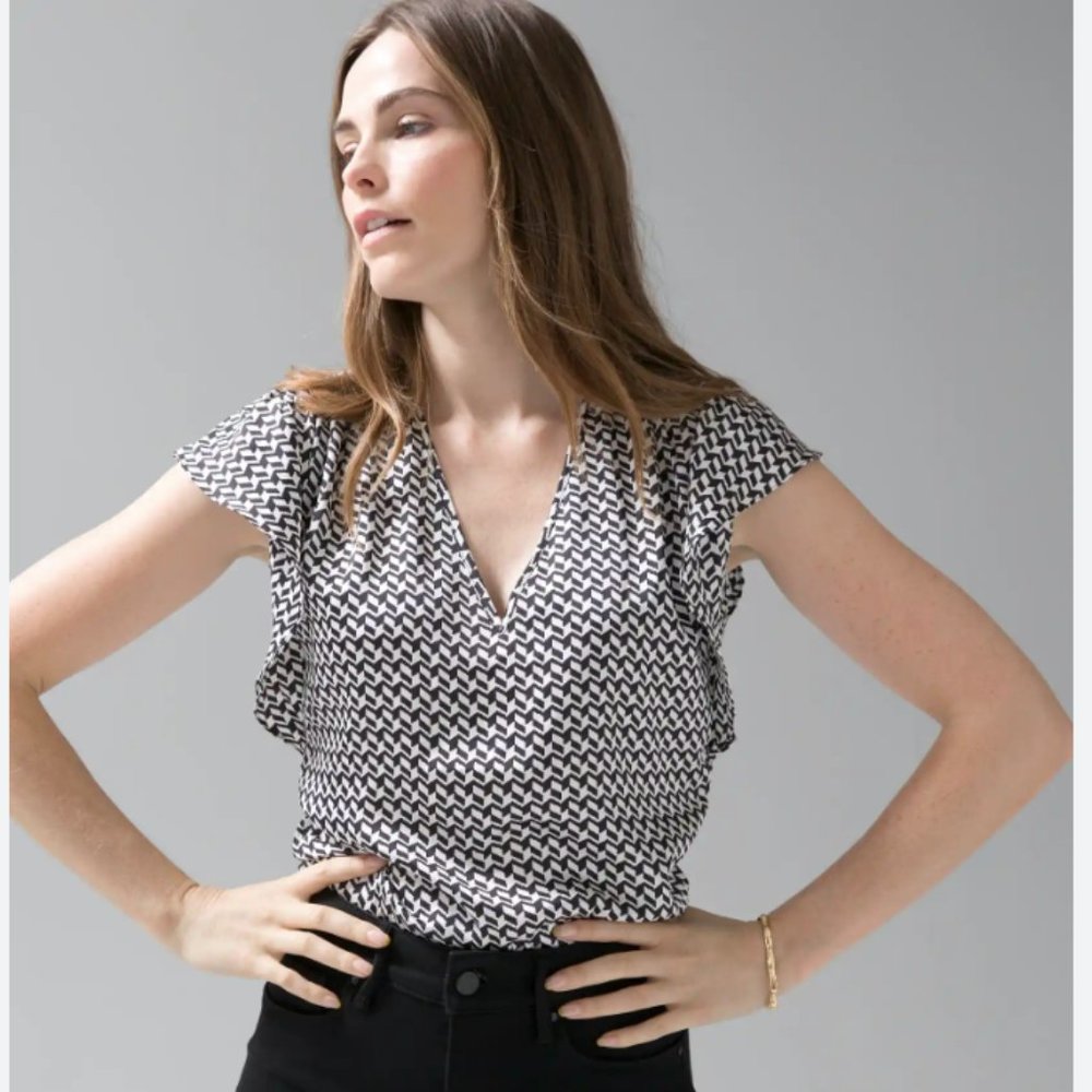 WHBM Flutter Sleeve Blouse S
